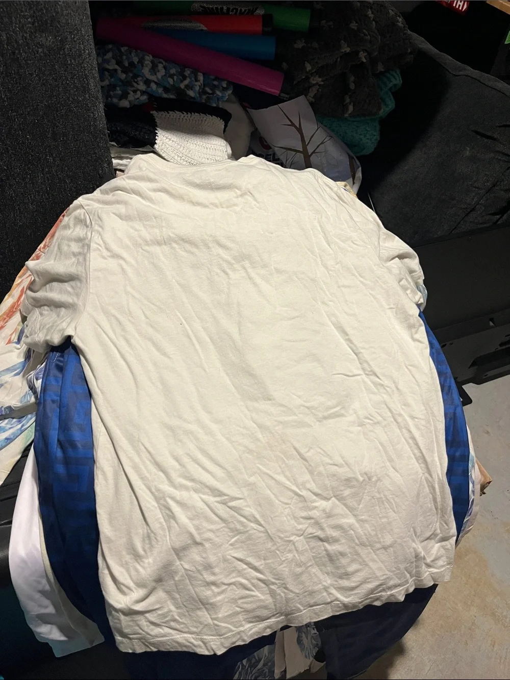 True Religion White Tee with Navy Globe Logo